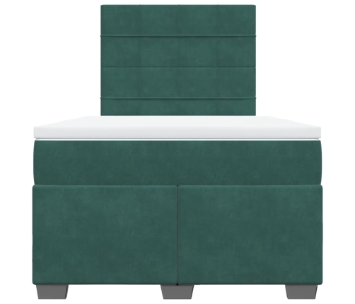 Cama box spring con colchón terciopelo verde oscuro 120x190 cm