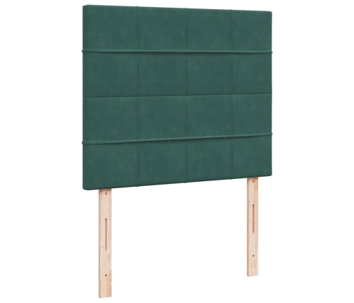 Cama box spring con colchón terciopelo verde oscuro 120x190 cm