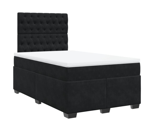 Cama box spring con colchón terciopelo negro 120x190 cm