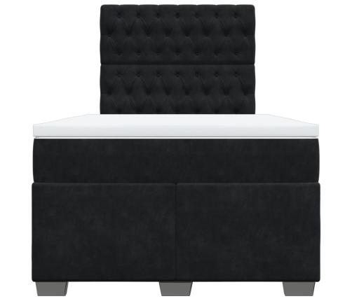 Cama box spring con colchón terciopelo negro 120x190 cm