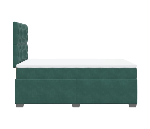 Cama box spring con colchón terciopelo verde oscuro 120x190 cm