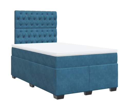 vidaXL Cama box spring con colchón terciopelo azul 120x190 cm