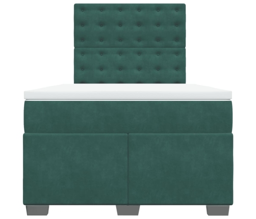 Cama box spring con colchón terciopelo verde oscuro 120x190 cm