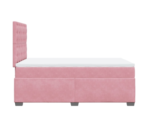 Cama box spring con colchón terciopelo rosa 120x190 cm