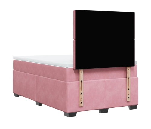 Cama box spring con colchón terciopelo rosa 120x190 cm