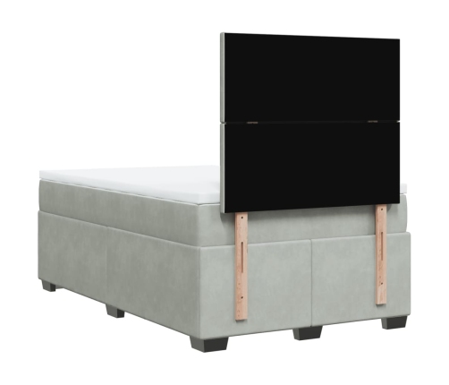 Cama box spring con colchón terciopelo gris claro 120x200 cm