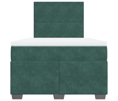 Cama box spring con colchón terciopelo verde oscuro 120x200 cm