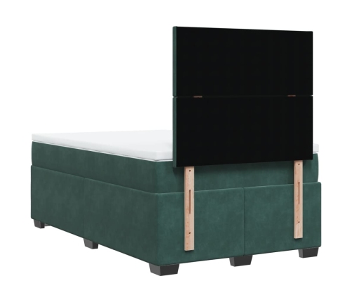 Cama box spring con colchón terciopelo verde oscuro 120x200 cm