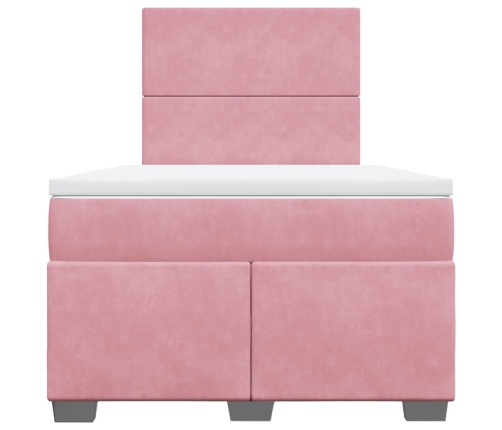 Cama box spring con colchón terciopelo rosa 120x200 cm