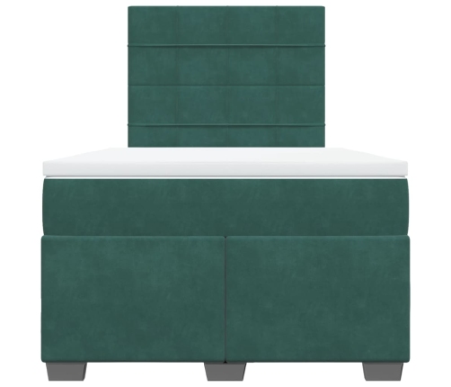 Cama box spring con colchón terciopelo verde oscuro 120x200 cm