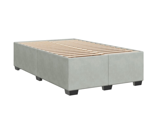 Cama box spring con colchón terciopelo gris claro 120x200 cm