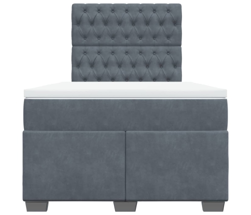 Cama box spring con colchón terciopelo gris oscuro 120x200 cm