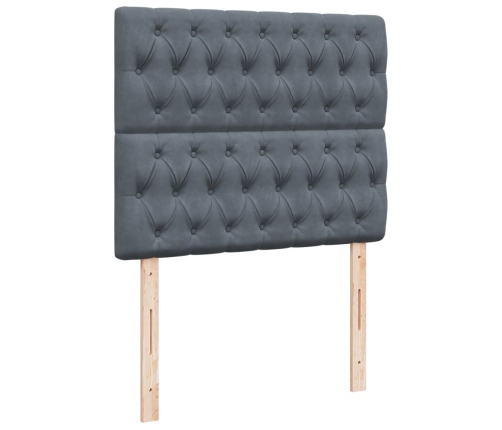 Cama box spring con colchón terciopelo gris oscuro 120x200 cm