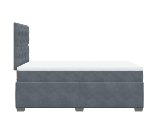 Cama box spring con colchón terciopelo gris oscuro 120x200 cm