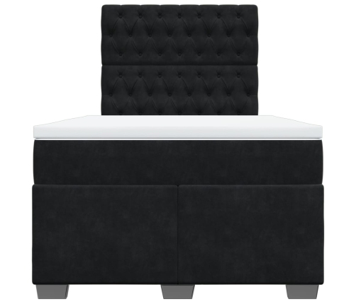 Cama box spring con colchón terciopelo negro 120x200 cm