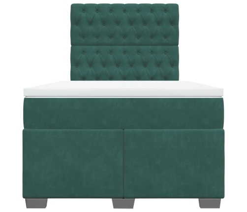 Cama box spring con colchón terciopelo verde oscuro 120x200 cm