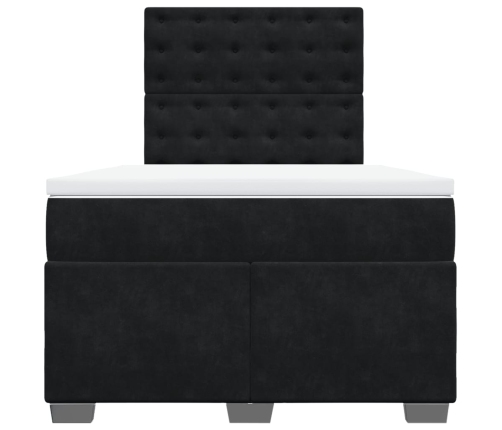Cama box spring con colchón terciopelo negro 120x200 cm