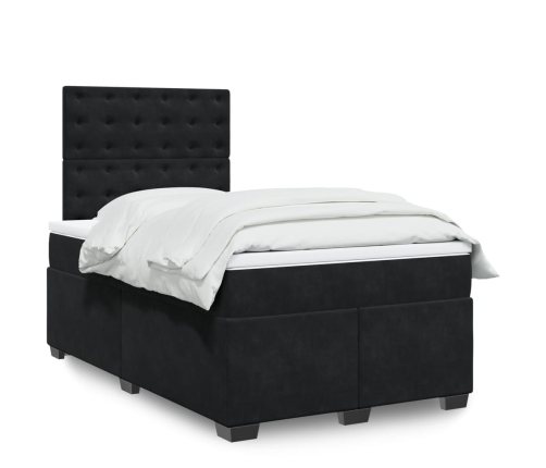 Cama box spring con colchón terciopelo negro 120x200 cm