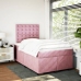 Cama box spring con colchón terciopelo rosa 120x200 cm