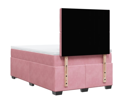 Cama box spring con colchón terciopelo rosa 120x200 cm