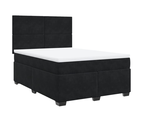 Cama box spring con colchón terciopelo negro 140x190 cm