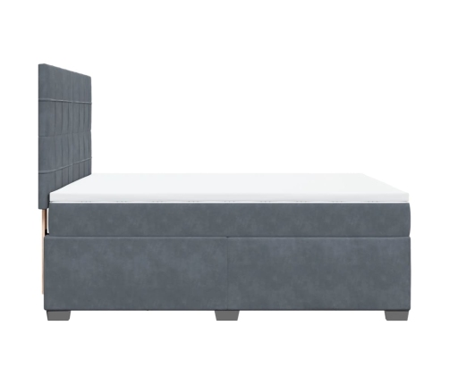 Cama box spring con colchón terciopelo gris oscuro 140x190 cm