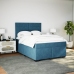 Cama box spring con colchón terciopelo azul 140x190 cm