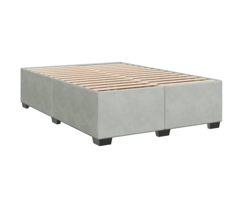 Cama box spring con colchón terciopelo gris claro 140x190 cm