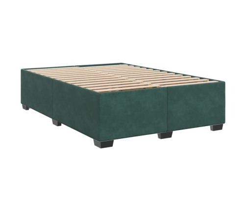 Cama box spring con colchón terciopelo verde oscuro 140x190 cm