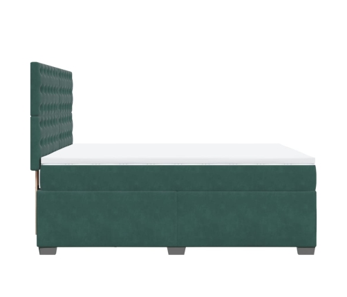 Cama box spring con colchón terciopelo verde oscuro 140x190 cm