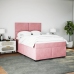 Cama box spring con colchón terciopelo rosa 140x200 cm