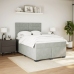Cama box spring con colchón terciopelo gris claro 140x200 cm