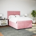 Cama box spring con colchón terciopelo rosa 140x200 cm