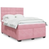 Cama box spring con colchón terciopelo rosa 140x200 cm