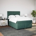 Cama box spring con colchón terciopelo verde oscuro 140x200 cm