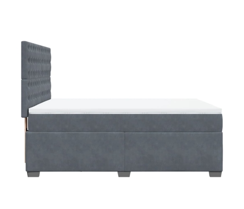 Cama box spring con colchón terciopelo gris oscuro 140x200 cm