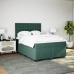 Cama box spring con colchón terciopelo verde oscuro 140x200 cm