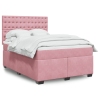 Cama box spring con colchón terciopelo rosa 140x200 cm