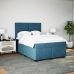 Cama box spring con colchón terciopelo azul 160x200 cm