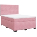 Cama box spring con colchón terciopelo rosa 160x200 cm