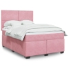 Cama box spring con colchón terciopelo rosa 160x200 cm