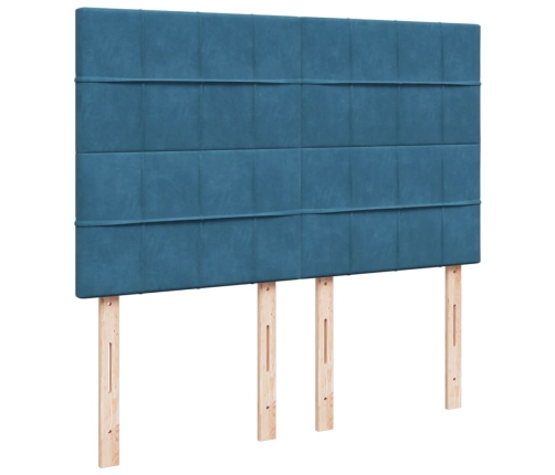 Cama box spring con colchón terciopelo azul 160x200 cm