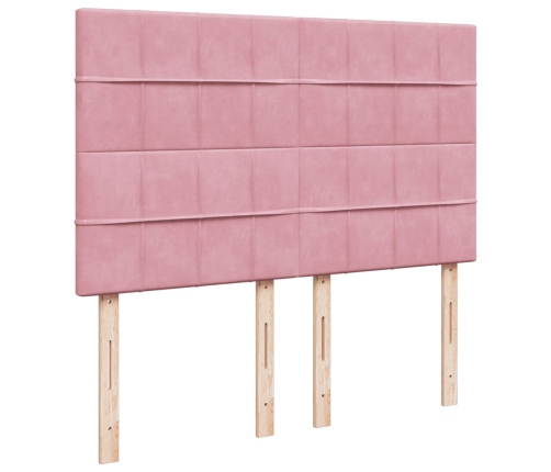 Cama box spring con colchón terciopelo rosa 160x200 cm