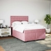 Cama box spring con colchón terciopelo rosa 160x200 cm