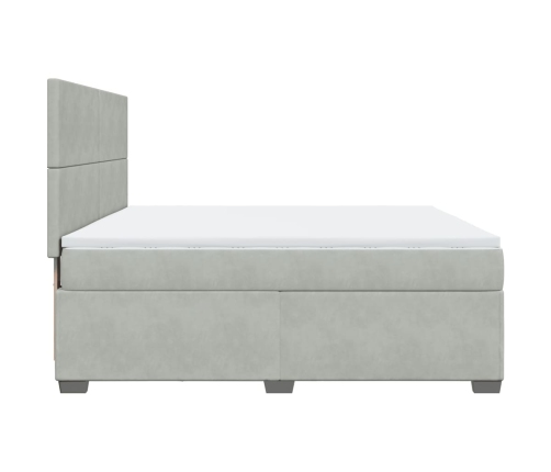 Cama box spring con colchón terciopelo gris claro 180x200 cm