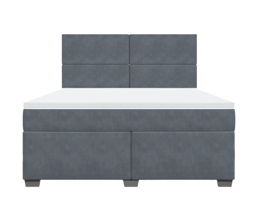 Cama box spring con colchón terciopelo gris oscuro 180x200 cm