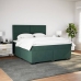 Cama box spring con colchón terciopelo verde oscuro 180x200 cm