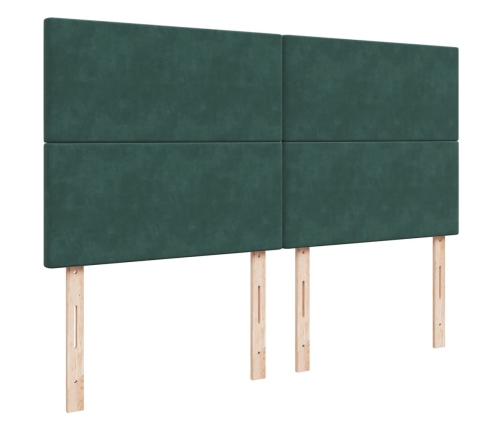 Cama box spring con colchón terciopelo verde oscuro 180x200 cm