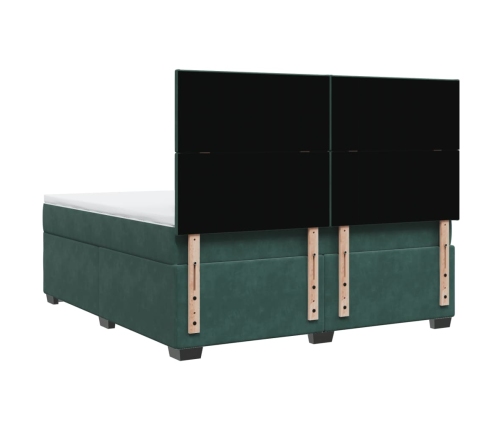 Cama box spring con colchón terciopelo verde oscuro 180x200 cm