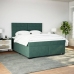 Cama box spring con colchón terciopelo verde oscuro 180x200 cm